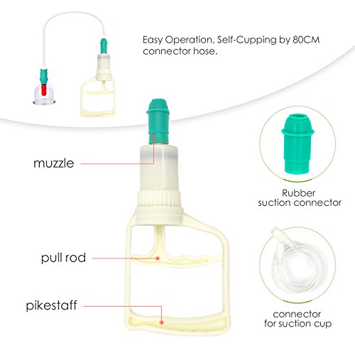 Chinesische Schröpfen Physiotherapie Set bei DigHealth, 12 Schröpfgläser mit Vakuumpumpe und Ventil, Naturheilkunde Selbstbehandlung Massage für Rückenschmerzen, Cellulite, Gesicht, Abnehmen, Bauch - 4