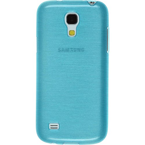 Funda de silicona para Samsung Galaxy S4 Mini - brushed azul - Cover PhoneNatic Cubierta   protector de pantalla
