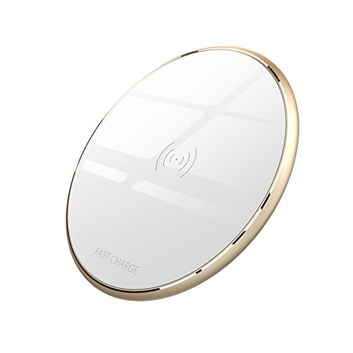 VIVK Cargador Inalámbrico Rápido, Qi Cargador 10W Carga Rápida y 5W Carga Estándar Fast Wireless Charger Compatible con S9 Plus S8 S7, X XS MAX 8 Plus, Mix 2S Mi A1 A2, V30 G7 - Blanco