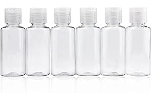 DRAGON SLAY Lot de 6 flacons de voyage réutilisables de 30 ml pour articles de toilette, conteneurs compacts pour shampooing et après-shampooing, plastique souple, transparent/bouchon à rabat