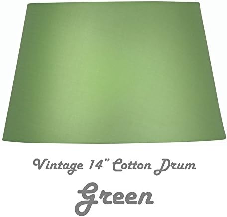 GREEN 14" COTTON DRUM HARD LINED SHADE Complete with Reversible Gimbal to Fit Table &amp; Floor Lamps or Ceiling Rose. FREE Adaptor Included to Fit All Lamp Sizes BC SBC ES SES. Height 215mm x Diameter 355mm (8.5" x 14")