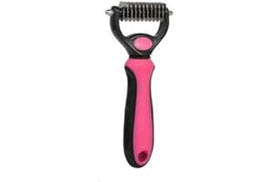 EMK Sports Professional Small Pet Dog Cat Comb Brush Grooming Comb Undercoat Rake Dematting Tool (Small Pink)