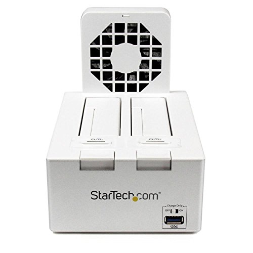StarTech.com USB 3.0 Dual SATA/SSD Festplatten Dockingstation mit USB Schnelllade-Hub, UASP-Unterstützung und Lüfter – Weiß - 2