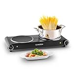 Klarstein Captain Cook² plaques de cuisson électrique (taille compacte, puissance 2400W, chauffe rapide, temperature réglable 60 - 240°C, minuterie, tactile) - noir