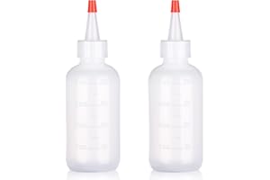 AOVNA 2 Pack Applicator Bottles with Tip Squeeze Plastic Graduated Bottles for Salon Hair Care (120ml), Red