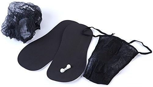 Spray Tanning Disposables in Black - Mob cap, G String, Sticky Feet, Nose Filter