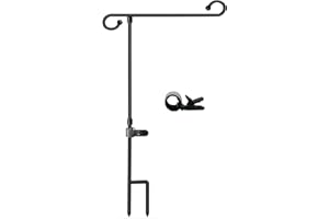 Garden Flag Pole Holder, EMTSEB Wrought Iron Garden Flag Stand Flag Decorations for Outdoor Yard Patio Valentine's Day Party Christmas Halloween, Metal Flagpole With Clip Without Flag