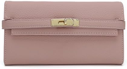 Belle Vannes Women's Designer Large Wallets Purses Long PU Leather with Gold Hardware and zip Pink