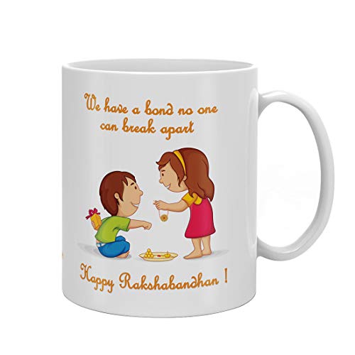 Indigifts Rakhi Gifts For Brother - White Ceramic Coffee Mug - 330 Ml