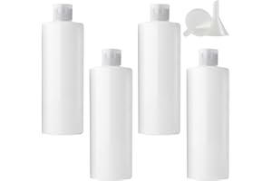 PQPAUTY 4 pièces 500ml Blanc Vide Plastique Bouteille avec Transparent Bouchon à Bascule de Lotion pour lotions crèmes gels shampooing