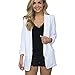 Produktbild Damen Elegante Langärmelige Blazer Sakko MYMYG Einfarbig Slim Fit Vorne Offnung Tasche Tailliert Geschäft Büro Kurzjacke Jacke OL Mantel (Weiß,EU:48/CN-5XL)