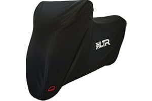 LTR Motorbike Cover | 420D Waterproof Rain Motorcycle Covers for Outdoor Scooter Storage | Thicker Heavy Duty Vented Bike Accessories Black| Large, X Large, XX Large (Large)