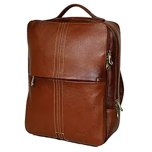 HYATT Leather Accessories 16 Inch Leather Laptop Backpacks Bags for Men and Women (TAN-1)