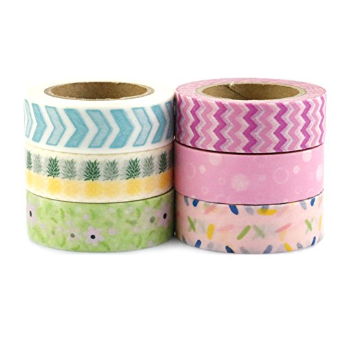 Très Chic Mailanda 6er Set Washi Tape Masking tape Klebeband Dekoband(F6) - 3