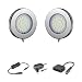 Produktbild ledscom.de 2er-Set LED Unterbau-Leuchte Maja in chrom mit Trafo, rund, flach, 6cm Ø, 290lm, weiß