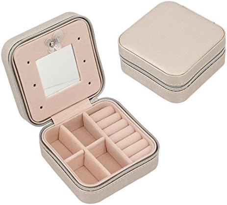 Delavayi Portable Faux Leather Travel Jewellery Organizer Jewellery Box Storage Case Holder for Earrings Rings Necklaces, Gifts for Women(Silver)