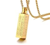 HFJ&YIE&H Einzelwürfel Anhänger Halskette Verbrennung Urne Schmuck Asche Premium-Edelstahl,Gold