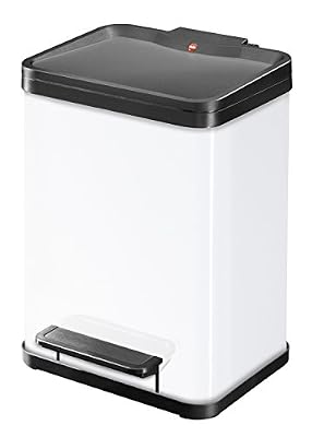 Hailo 0622-230 Poubelle à Pédale, Acier Inoxydable, Blanc, 44.5 x 33 x 34.5 cm