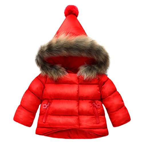 Preisvergleich Produktbild Baby Bekleidung Vovotrade Nette Hooded Baby Outwear Kinder Daunenjacke Mantel Herbst Winter Warm Kinder Kleidung (Size:3 Jahre, Rot)