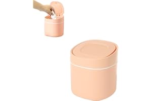 HIUOUIH Poubelle de Table Mini avec Couvercle Petite Chambre à Coucher Corbeille Papier pour Salle Bain Cuisine Bureau Chambre, Rose