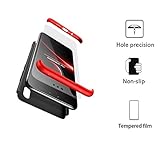 BESTCASESKIN Coque Compatible pour Xiaomi Redmi S2 avec Protection Écran Verre Trempé Antichoc PC Housse de Protection 360 Degrés Anti Rayure 3 en 1 Étui Protecteur - Rouge Noir