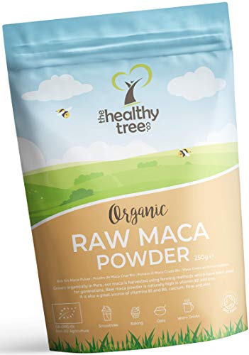Maca BIO en Poudre par TheHealthyTree Company - Riche en vitamines B1, B2, B6, calcium, fer et zinc - Poudre de maca crue bio (250g)