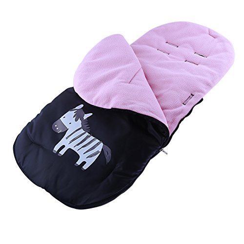 IntiPal Warm Stroller Foot Muff Fleece Pushchair Buggy Pram Sleeping Bag Windproof Waterproof Baby Quilt (Pink)