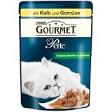 Gourmet Perle Katzenfutter Erlesene Streifen mit Kalb und Gemüse, 24er Pack (24 x 85 g) Beutel