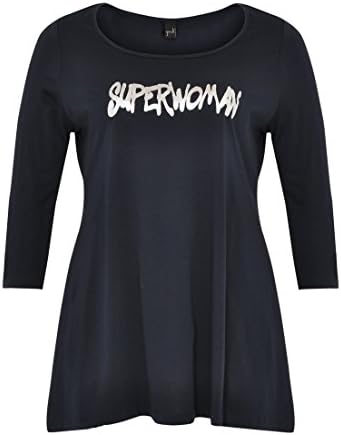 Yoek Women's Plus Size T-shirt Superwoman Navy Blue, 20/22 Curve