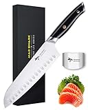 MAD SHARK Couteau Santoku - Couteau de Cuisine Pro Couteau Santoku 8 Pouces, Couteau Allemand à Haute Teneur en Carbone avec Manche Ergonomique,Ultra Tranchant
