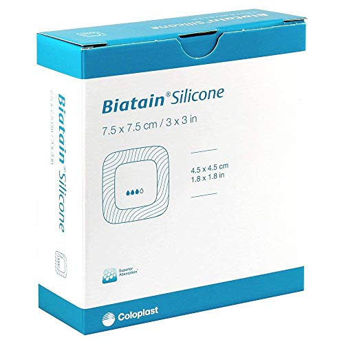 Biatain Silicone Pansement adhésif en mousse 7.5 x 7.5 cm, Lot de 10.