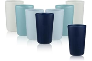 BEWOS 13.5 Oz Unbreakable Plastic Tumblers, 8 Packs Light Weight Stackable Cups, BPA-Free, E-Co Friendly Reusable Plastic Cup, Morandi Colors Mug Set, Dishwasher & Microwave Safe