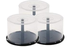 NATUREINKS 3 x 50 Empty CD DVD Cakebox Storage Tub Plastic Case for DVD CD Bluray Discs Spindle cake box (Holds 150 discs)