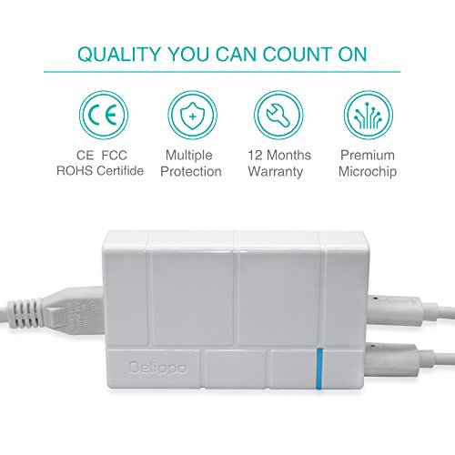USB Ladegerät Schnelle Ladefunktion Delippo® 50W 5-Port Qualcomm Quick Charge 2.0 Lade Adapter fürSamsung Galaxy S7 S6 / Iphone / Sony Xperia Z5 Z4 Z3 / HTC / LG / Sharp Aquos usw - 5