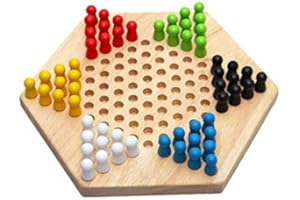 U-K Ensemble de jeu familial de dames chinoises en bois hexagonales traditionnelles Meilleur choix