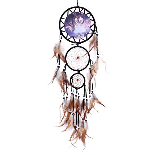 Soledi Indian Dreamcatcher Traumfänger gute Träume Geschenk und Dekoration für Haus Wolf / Eagle (Wolf)