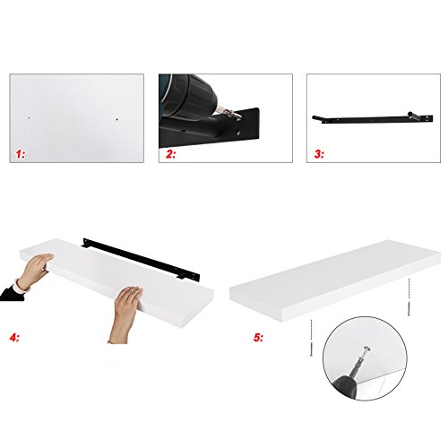 Songmics 80 cm Wandboard Wandregal Regal Büroregal Belastbarkeit 15 kg weiß LWS18W - 7