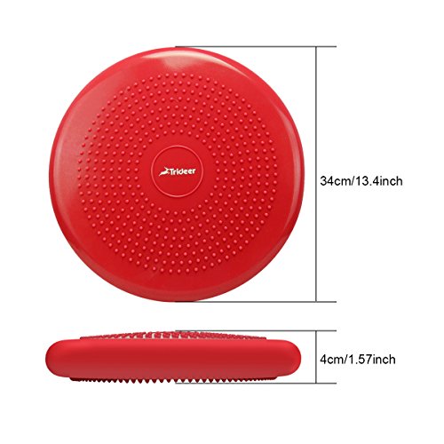 34cm 35cm Ballsitzkissen inkl. Pumpe von 9 Farbe (Schwarz, Blau, Grün, Orange, Rot, Turkis, Rosa, Pink und Lila), TRIDEER Anti-Burst Sitzballkissen / Balance Board / Balance Kissen / Wackelbrett für Fitness, Yoga und Physical Therapy, für Damen Herren - 4