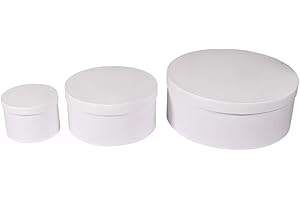 Rayher Pappmaché Boxen mit Deckel, weiß, 3er-Set, rund, 10 – 23,8 cm ø, verschiedene Höhen, Pappboxen, Geschenkboxen, Karton, FSC zertifiziert, Aufbewahrungsboxen, Schachteln, 67339102
