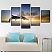 Produktbild mmwin Leinwand Wandkunst Bilder Wohnzimmer Dekor 5 Stücke Springen Delphine Tier s HD Drucke Sonnenuntergang Seascape Poster Arbeiten