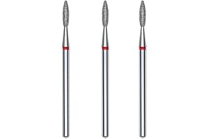STALEKS PRO set 3 fresas de diamante para cutículas, 2.1x0.8 mm. Forma de Flama redondeada (Grano Fino)