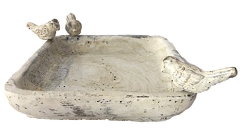 Vogeltränke Vogelbad Vogelfutterstation mit 3 Vögeln Keramik Shabby Chic Vintage • toller Hingucker