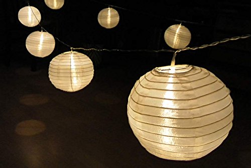Lampion Lichterkette mit 25 LED Lampions weiß Ø 15 cm für außen Strom von Gartenpirat® - 4