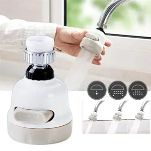 SCILLA Rotating Kitchen Tap Head Universal 360 Degree Rotatable Faucet Water Saving Filter Sprayer with 3 Adjustable Modes for Kitchen and Bathroom(White)