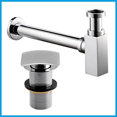 Luxury Modern Chrome Square Bathroom Basin Sink Bottle Trap &amp; Unslotted Waste
