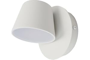 Alpinaluz Aplique de Pared LED con Foco 6W Blanco Cálido 2700K CRI 90 sin Parpadeos - Diseño Orientable 350° en Aluminio Blanco para Mesita de Noche o Cabecero
