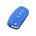 Price comparison product image E-Senior Fashion Silicone Remote Flip Key FOB / Silicone Case Cover / 3 Button Soft Rubber Flip Key Shell Case / Silicone Cover Skin Jacket fit for FORD 3 Button Flip Remote Key New Fiesta / Mondeo / CV3701 (Deep Blue)