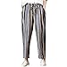 Produktbild Damen Hohe Taille Streifen Slim Hose Yogogo Sommer Gerade 3/4 Laufhose Yoga Leggings Yogahose Hosen Leinen Baumwolle Pants Druck Lange Jeans Bleistift Sport Workout Leggins Slim Fit Dünne Sporthose