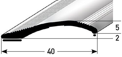 Höhen-Ausgleichsprofil 40mm x 100cm - silber ✓ 2mm - 16mm ✓ Selbstklebend ✓ Stufenloser Höhenausgleich | Aluminium Anpassungsprofil für Laminat, Teppich, Parkett & Fliesen