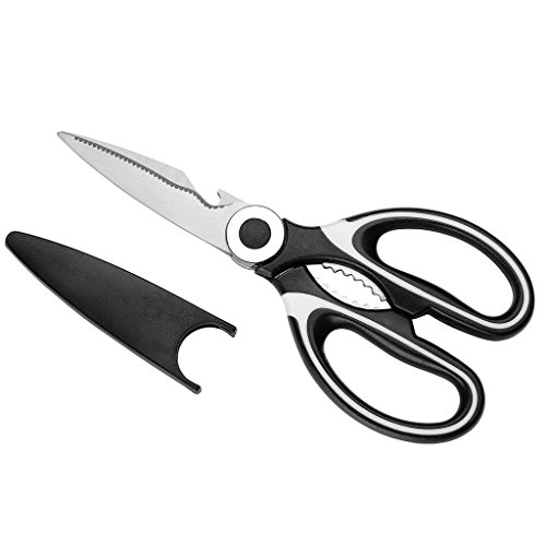 JoHome Küchenschere Edelstahl Razor Sharp Mehrzweckschere mit Wellenschliff Schere Flaschenöffner